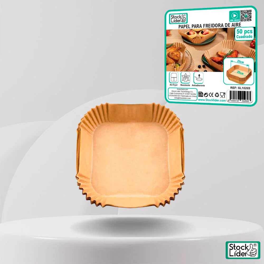 Papel Freidora de aire cuadrado (25cm) 50 UD