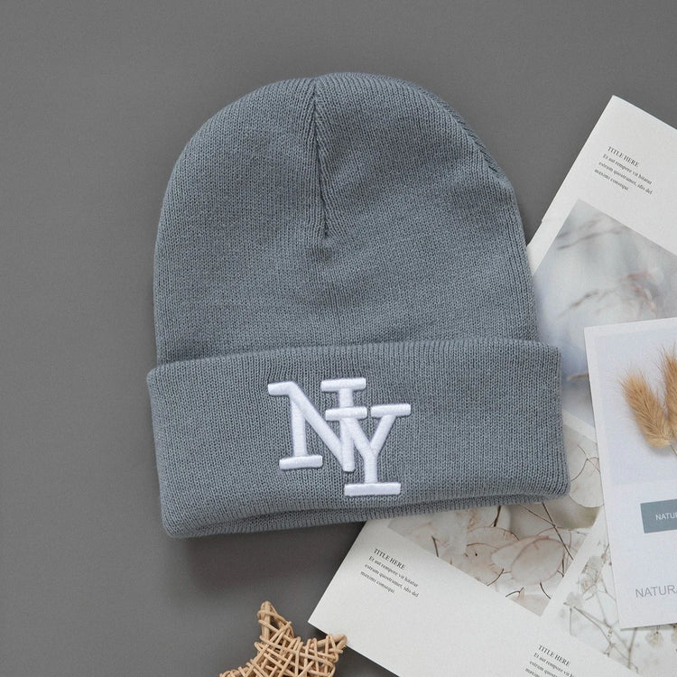 Gorro de punto de invierno con bordado, unisex