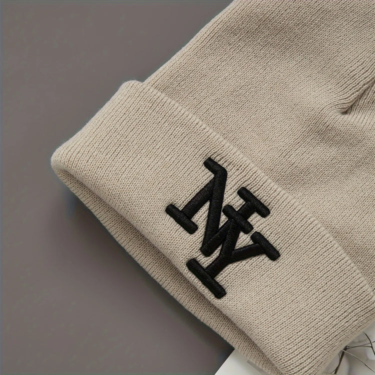 Gorro de punto de invierno con bordado, unisex