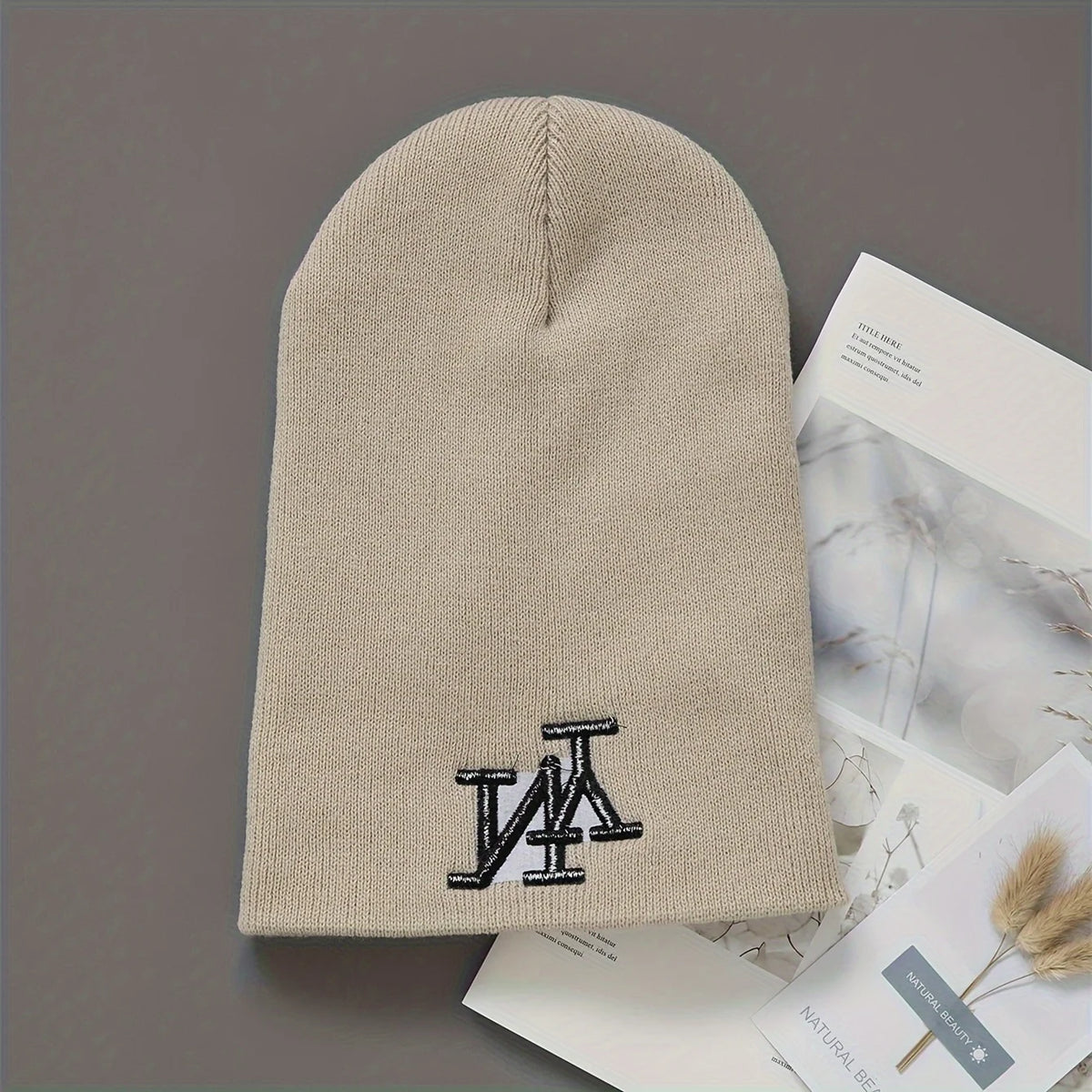 Gorro de punto de invierno con bordado, unisex