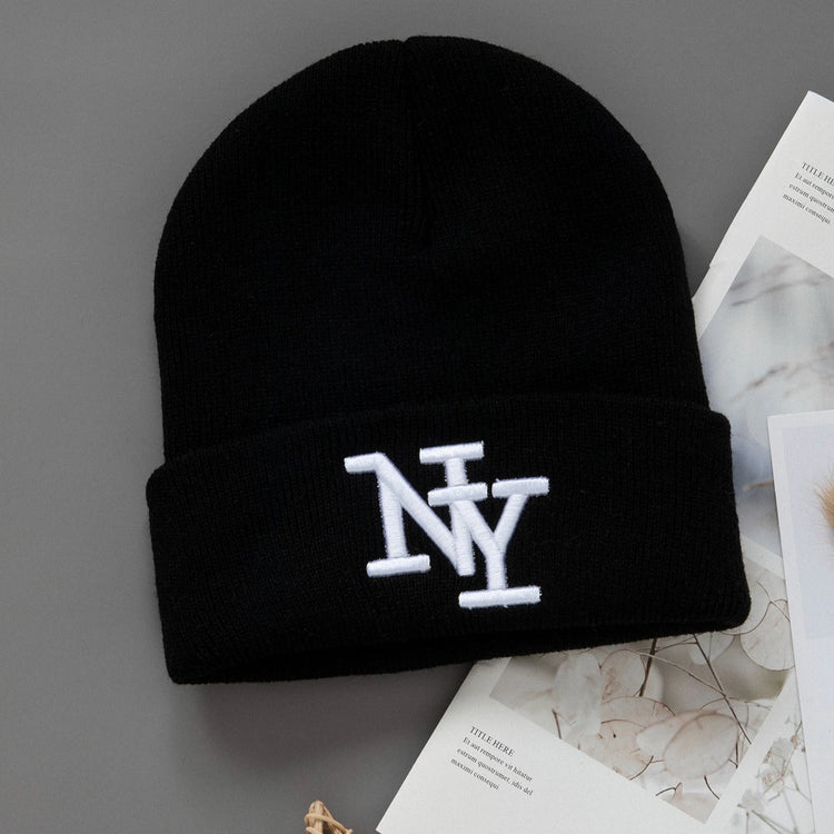 Gorro de punto de invierno con bordado, unisex