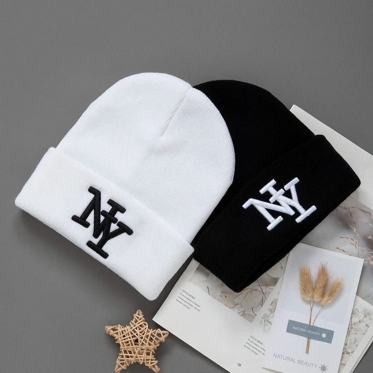 Gorro de punto de invierno con bordado, unisex