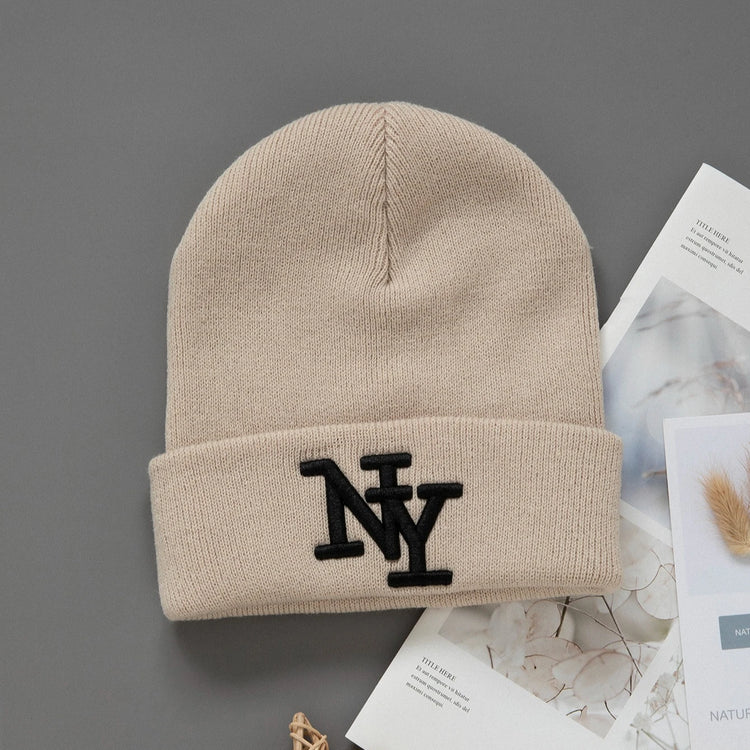 Gorro de punto de invierno con bordado, unisex