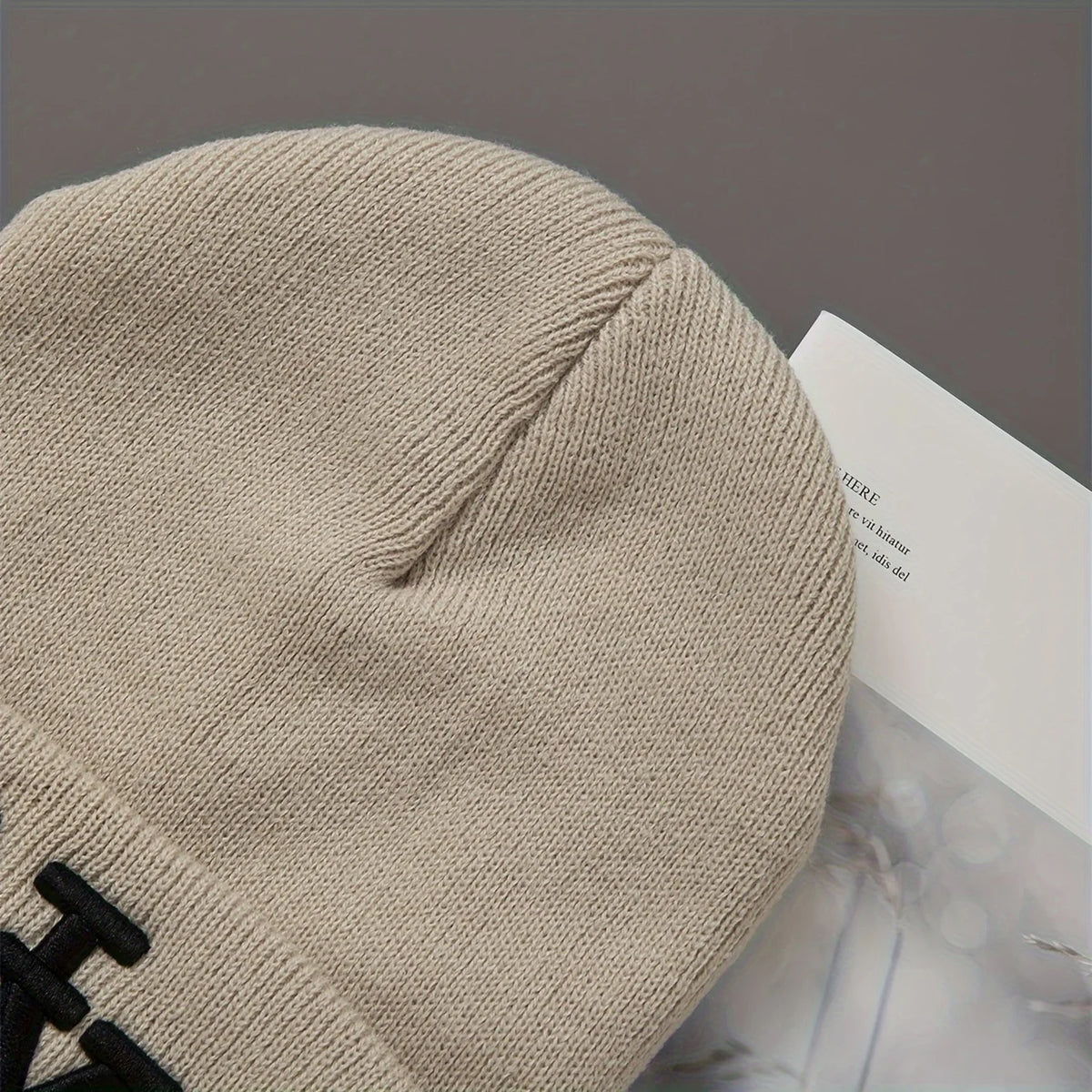 Gorro de punto de invierno con bordado, unisex