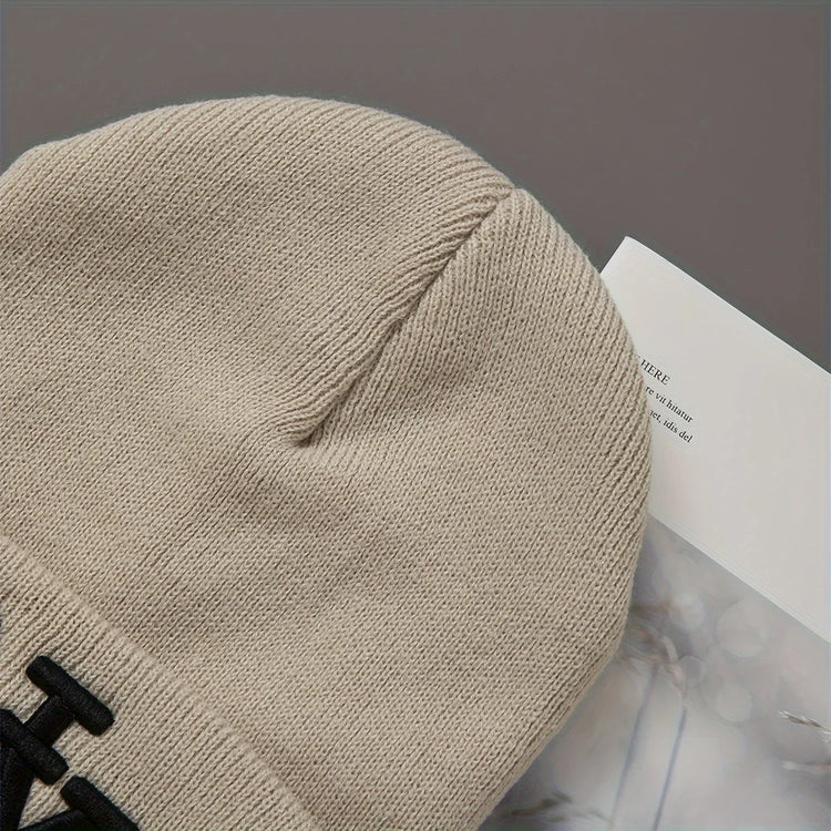 Gorro de punto de invierno con bordado, unisex